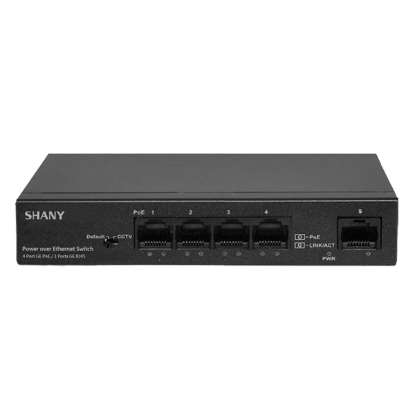 4埠GE PoE / 1埠 Gigabit RJ45 網路交換器