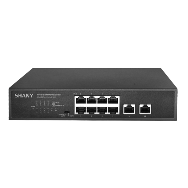 8埠GE PoE / 2埠 Gigabit RJ45 網路交換器